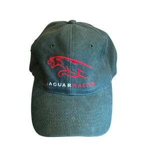 VTG Formula 1 X Jaguar Racing Dark Green Strapback Baseball Cap Red Leaper Logo